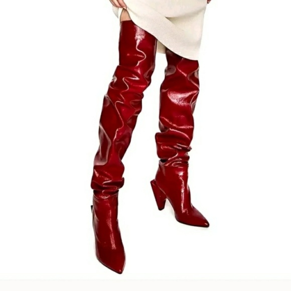 red patent boots zara